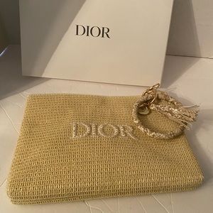 Dior pouch leather wristlet with tassel